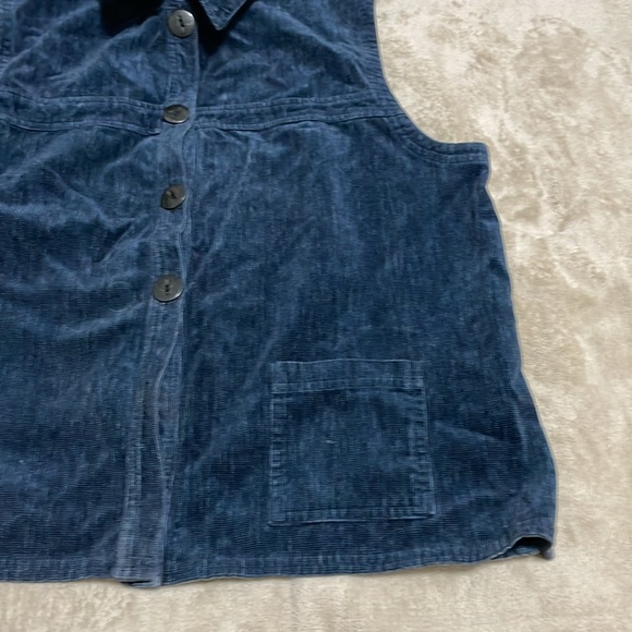 VINTAGE Blue Cord Button-Up Vest - Picture 2 of 5